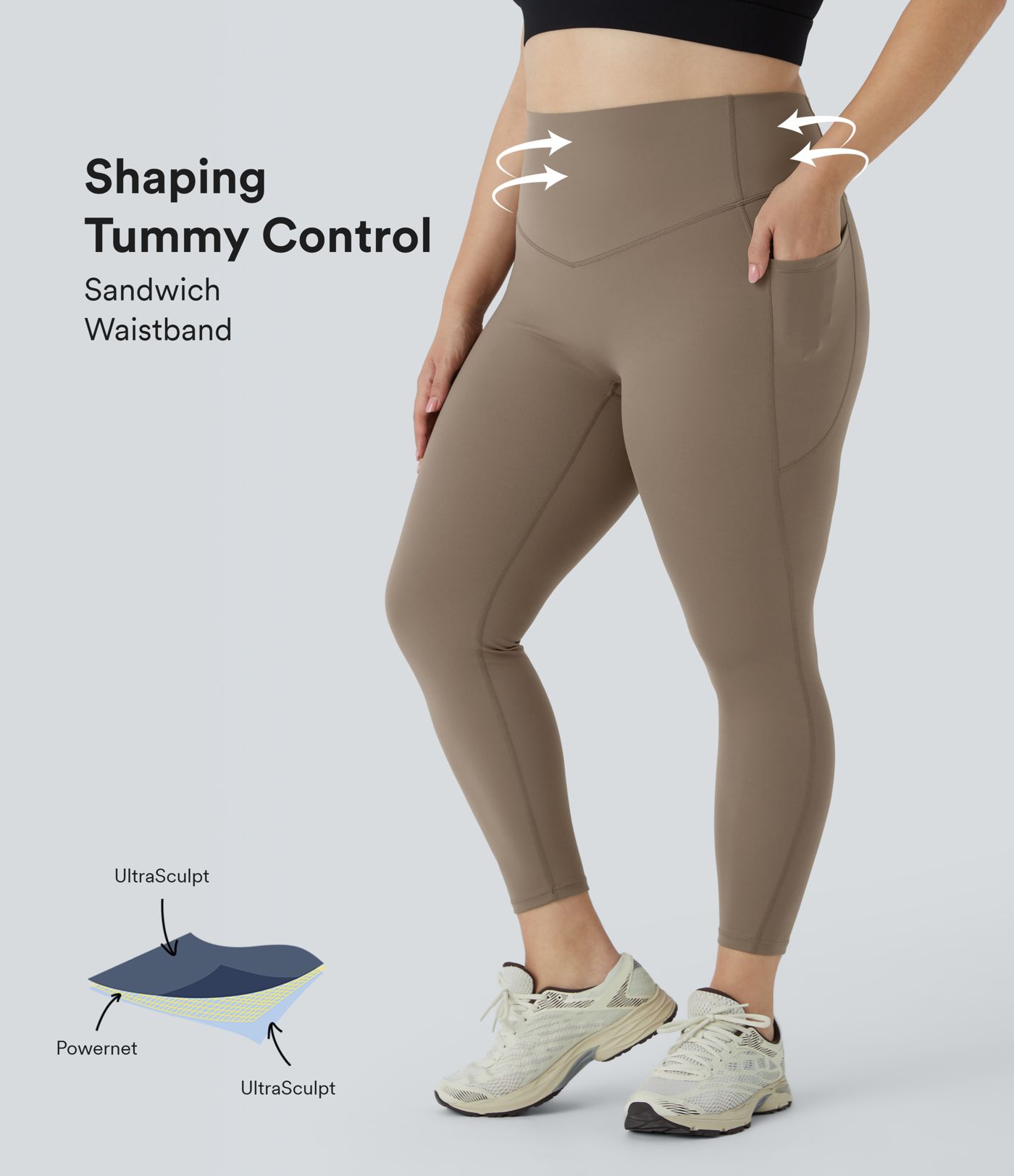 Halara UltraSculpt™ SoCinched Leggings de Cintura Alta con Control de Abdomen y Bolsillos para Tallas Grandes
