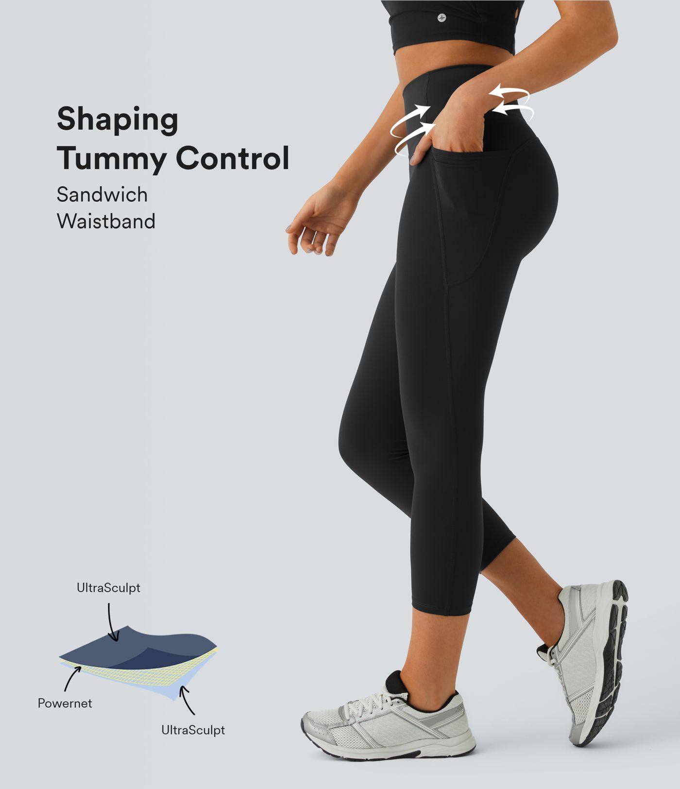 Halara UltraSculpt™ High Waisted Tummy Control Pocket Training Capri Leggings