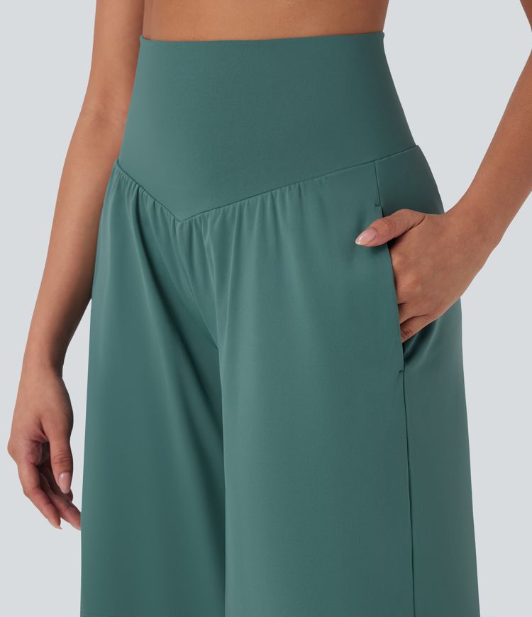 SoftlyZero™ Short de Yoga Bermuda Taille Haute avec Poches, Toucher Frais et Aérien