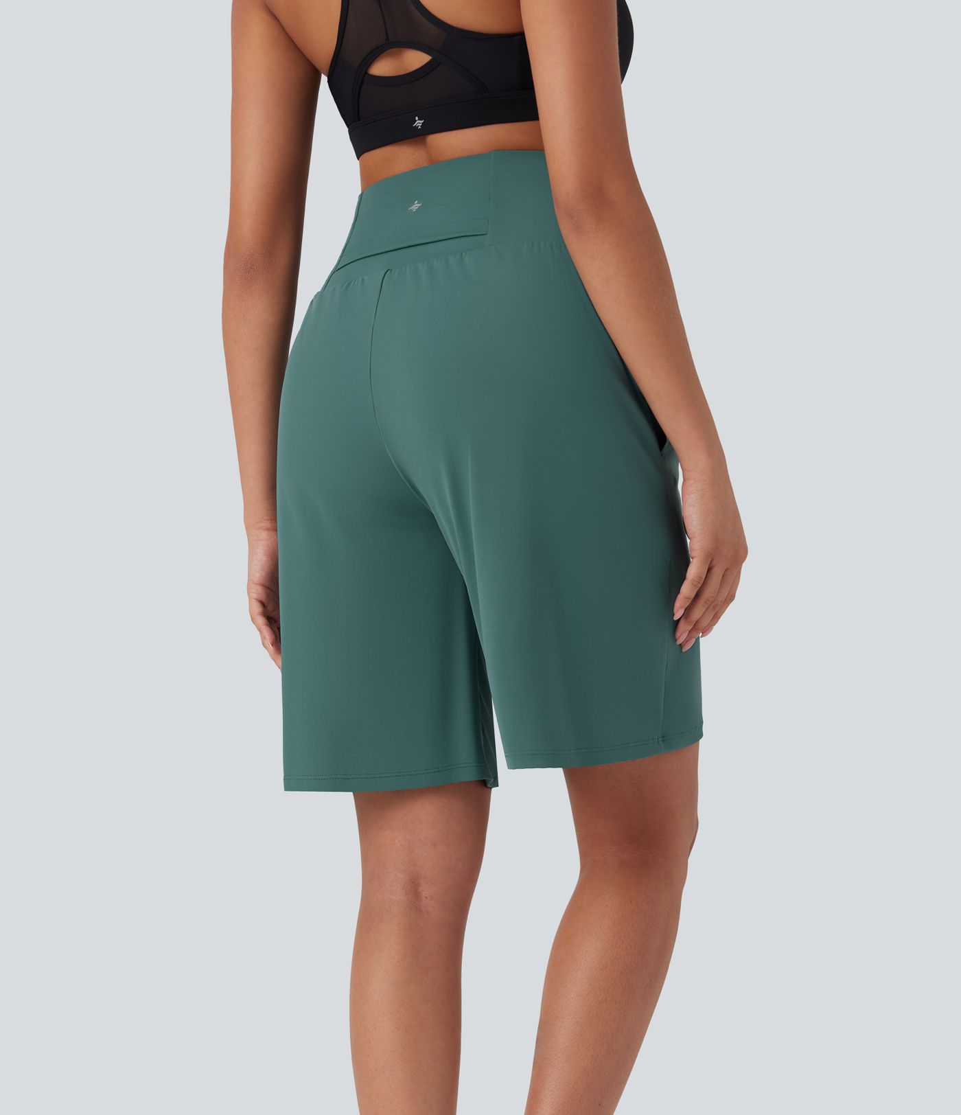 SoftlyZero™ Short de Yoga Bermuda Taille Haute avec Poches, Toucher Frais et Aérien