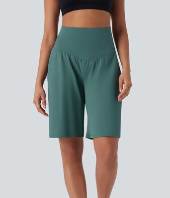 SoftlyZero™ Short de Yoga Bermuda Taille Haute avec Poches, Toucher Frais et Aérien