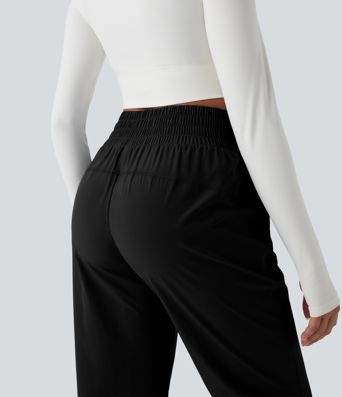 High Waisted Zipper Pockets Hiking Joggers