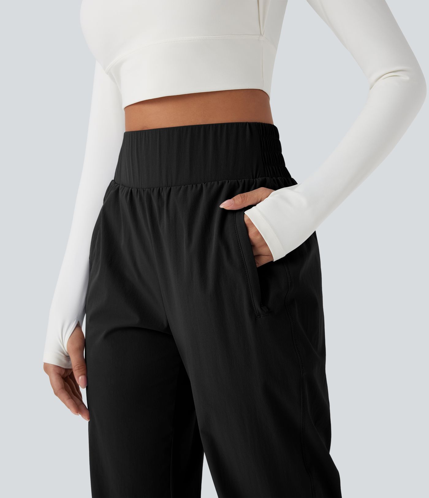 High Waisted Zipper Pockets Hiking Joggers
