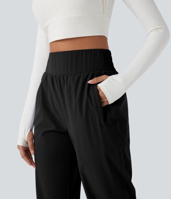 High Waisted Zipper Pockets Hiking Joggers