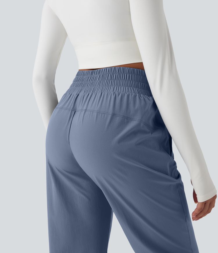 High Waisted Zipper Pockets Hiking Joggers