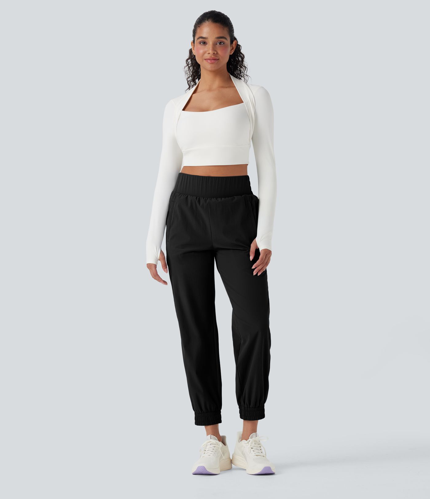 High Waisted Zipper Pockets Hiking Joggers