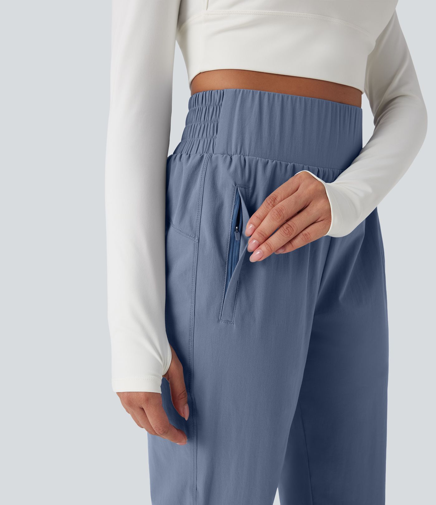 High Waisted Zipper Pockets Hiking Joggers