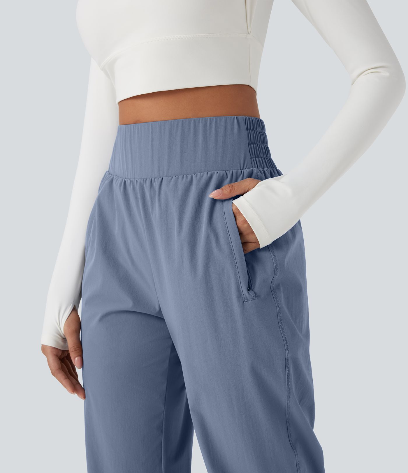 High Waisted Zipper Pockets Hiking Joggers