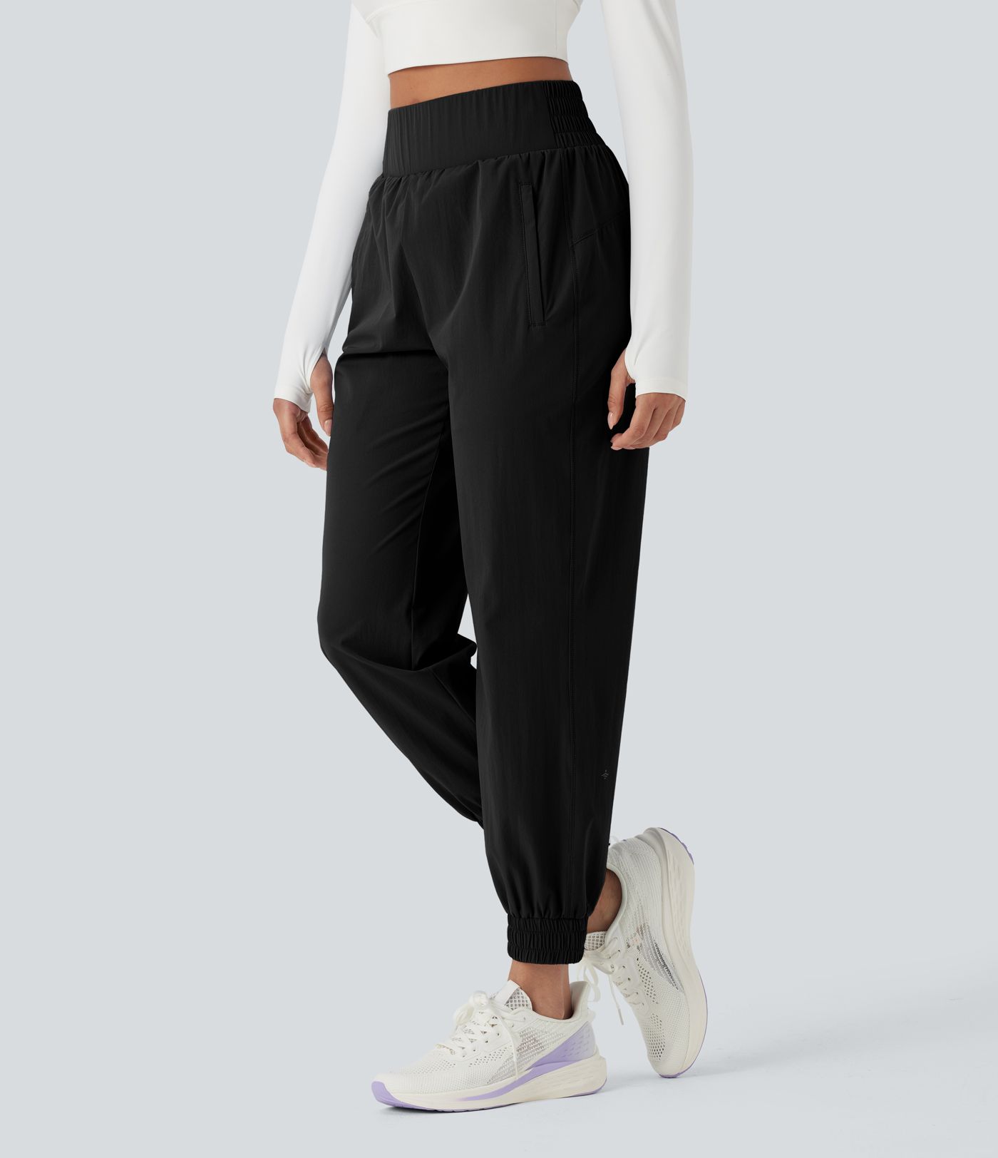 High Waisted Zipper Pockets Hiking Joggers