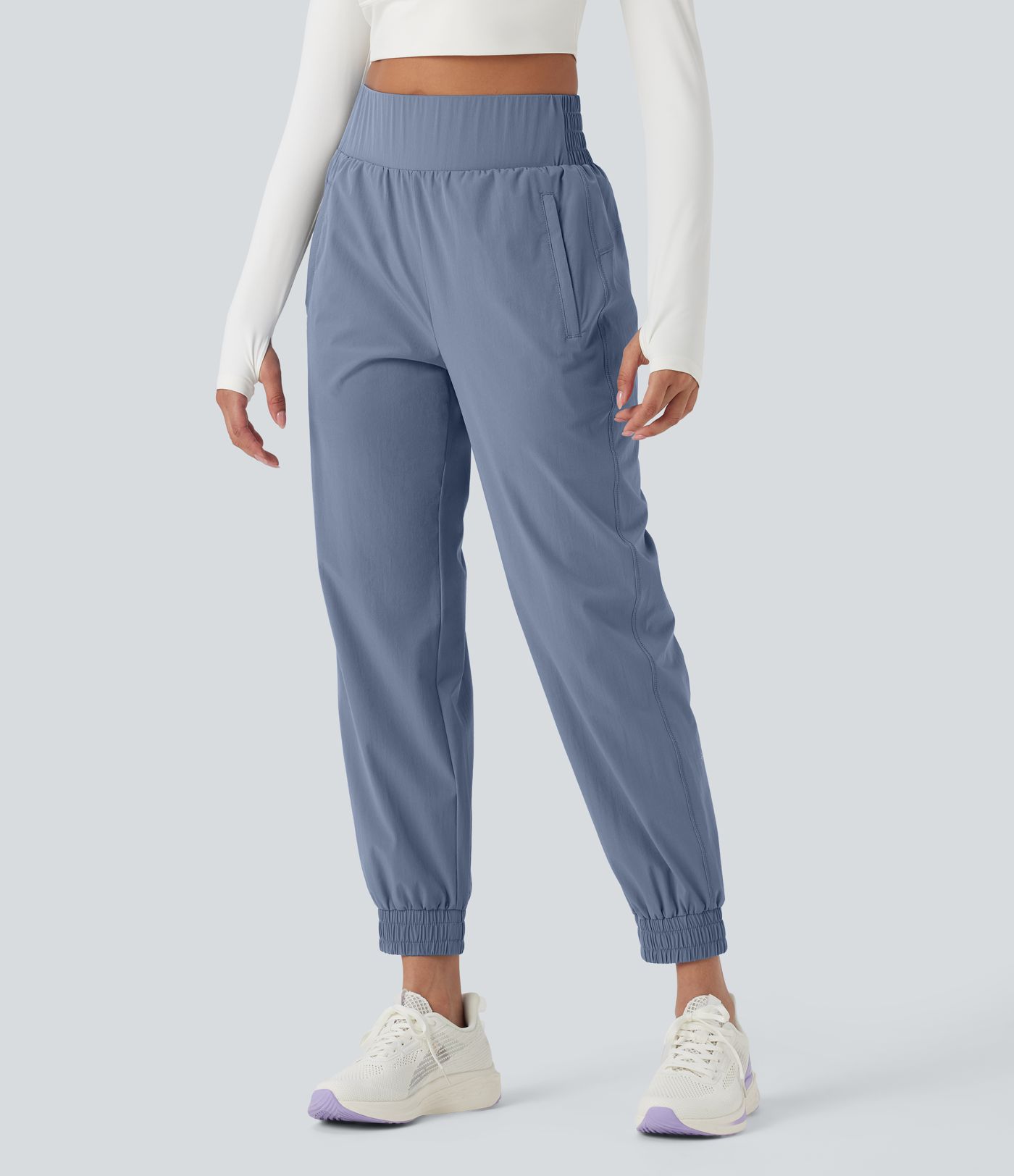 High Waisted Zipper Pockets Hiking Joggers