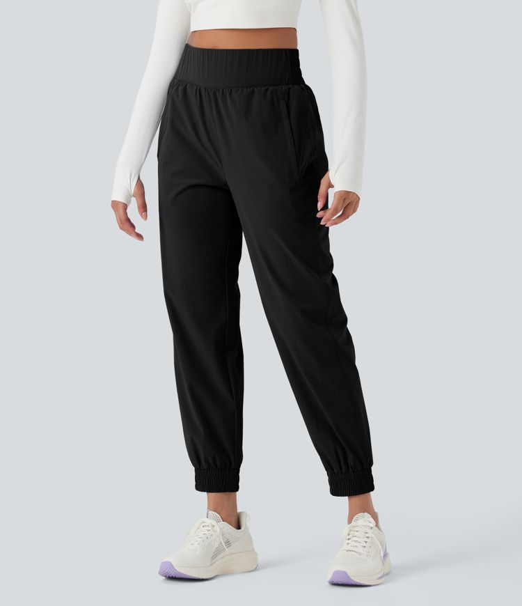 High Waisted Zipper Pockets Hiking Joggers