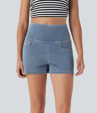 Halara Flex™ High Waisted Tummy Control Denim Casual Shorts 3'' with Pockets