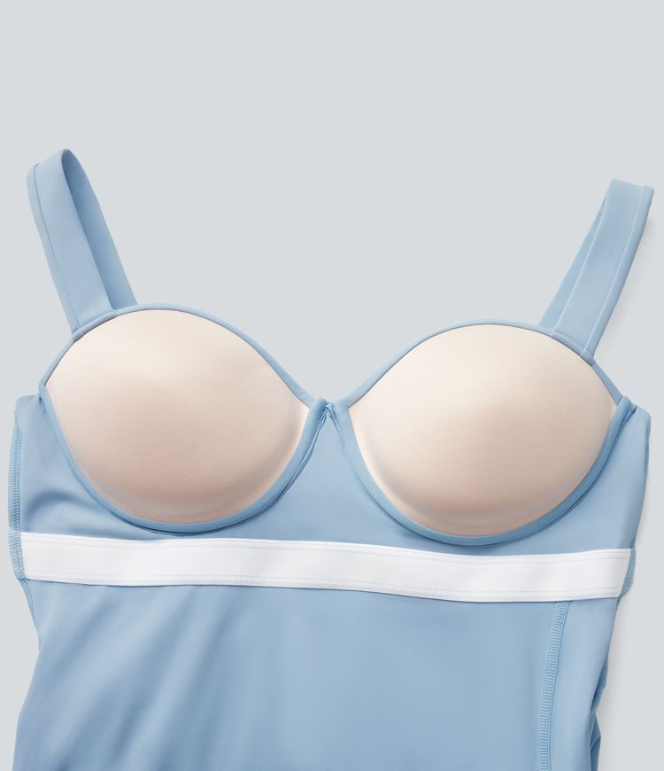 Breezeful™ Push-Up Molded Cups Backless Adjustable Buckle Tie Back Quick Dry Tennis Dress-Easy Peezy