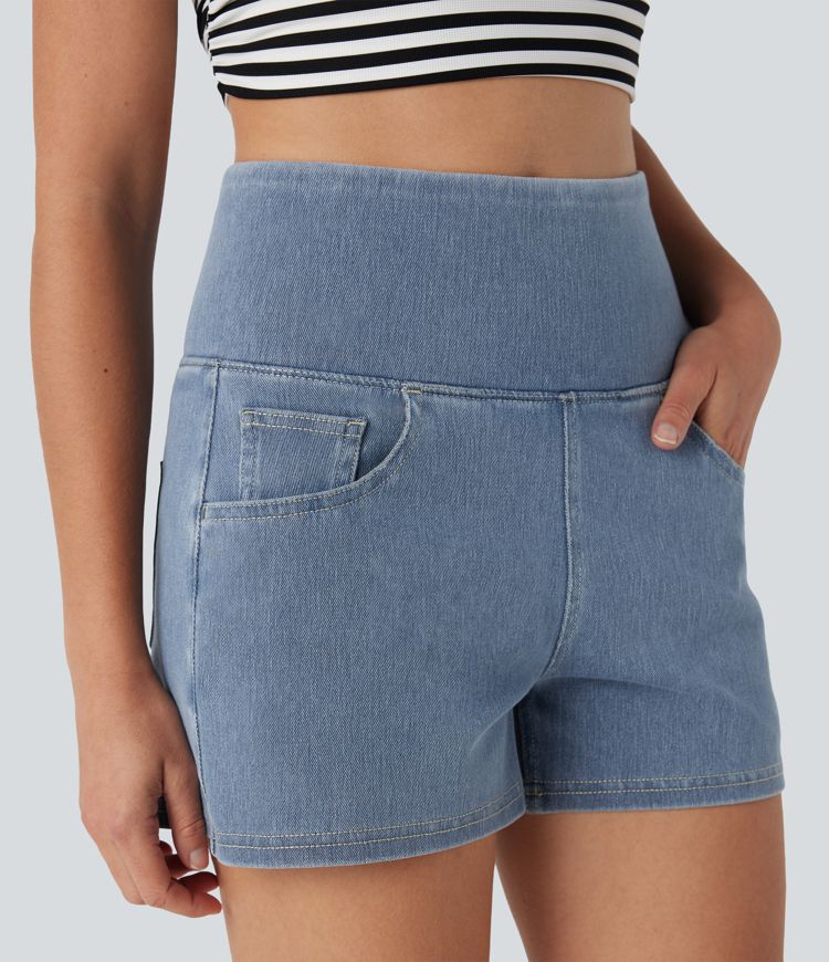 Halara Flex™ High Waisted Tummy Control Denim Casual Shorts 3'' with Pockets