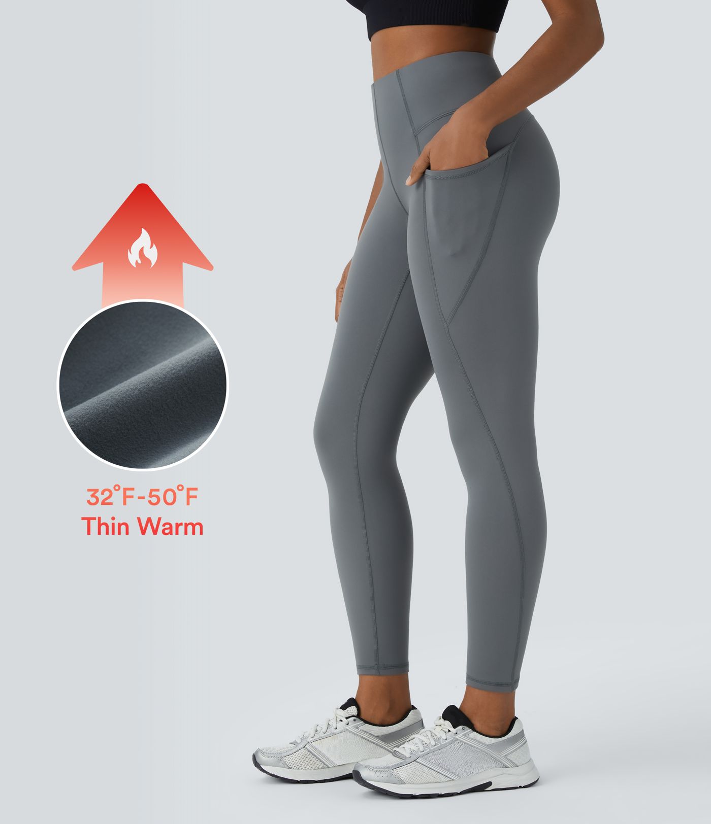 High Waisted Pocket Thermal Yoga Leggings