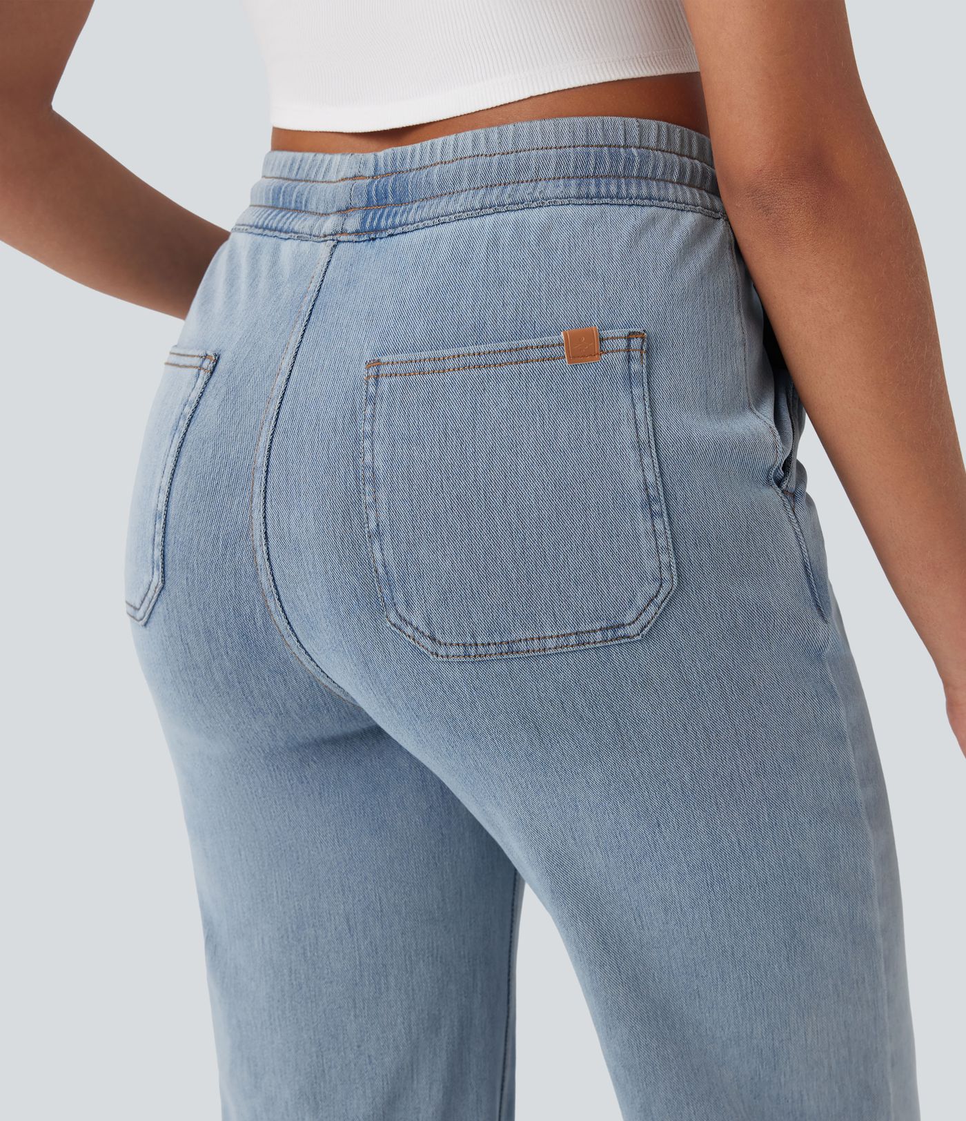 Halara Flex™ Mid Rise Drawstring Straight Leg Casual Jogger Jeans with Pockets