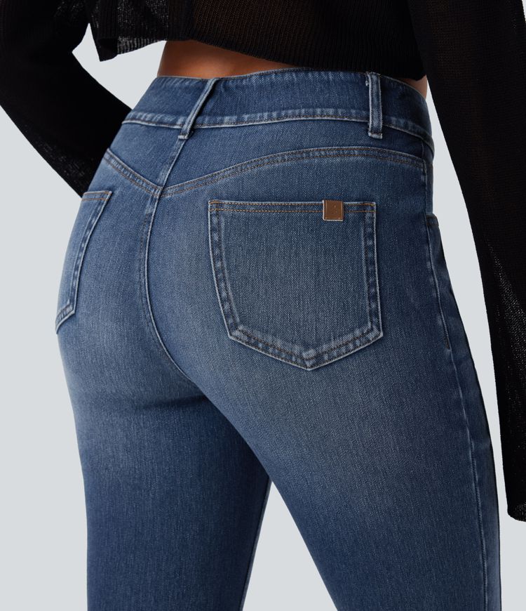 Halara Flex™ Mid Rise Washed Casual Skinny Jeans with Pockets