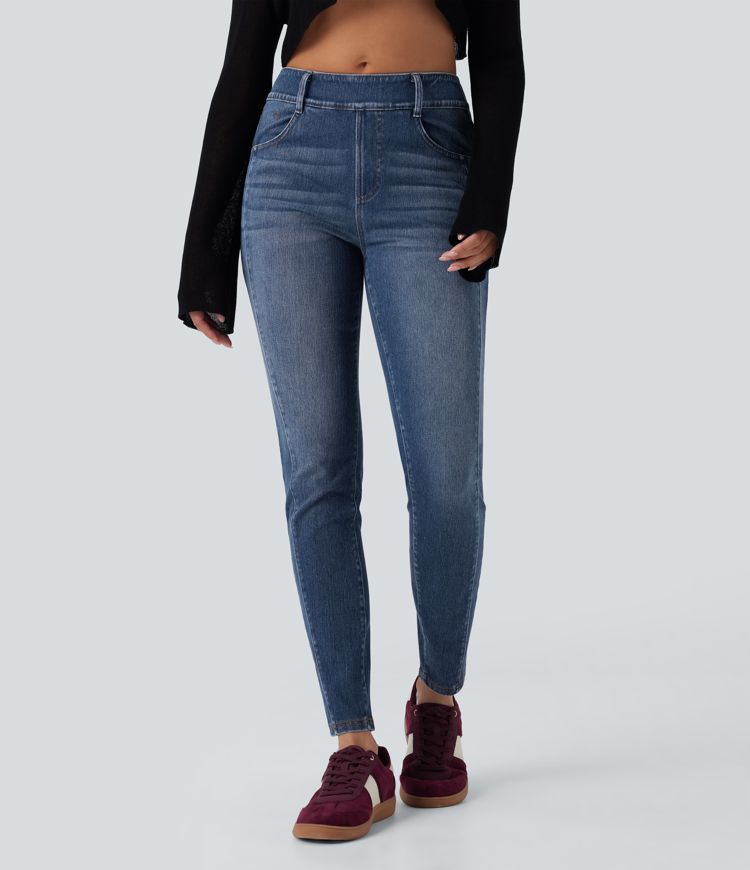 Halara Flex™ Mid Rise Washed Casual Skinny Jeans with Pockets