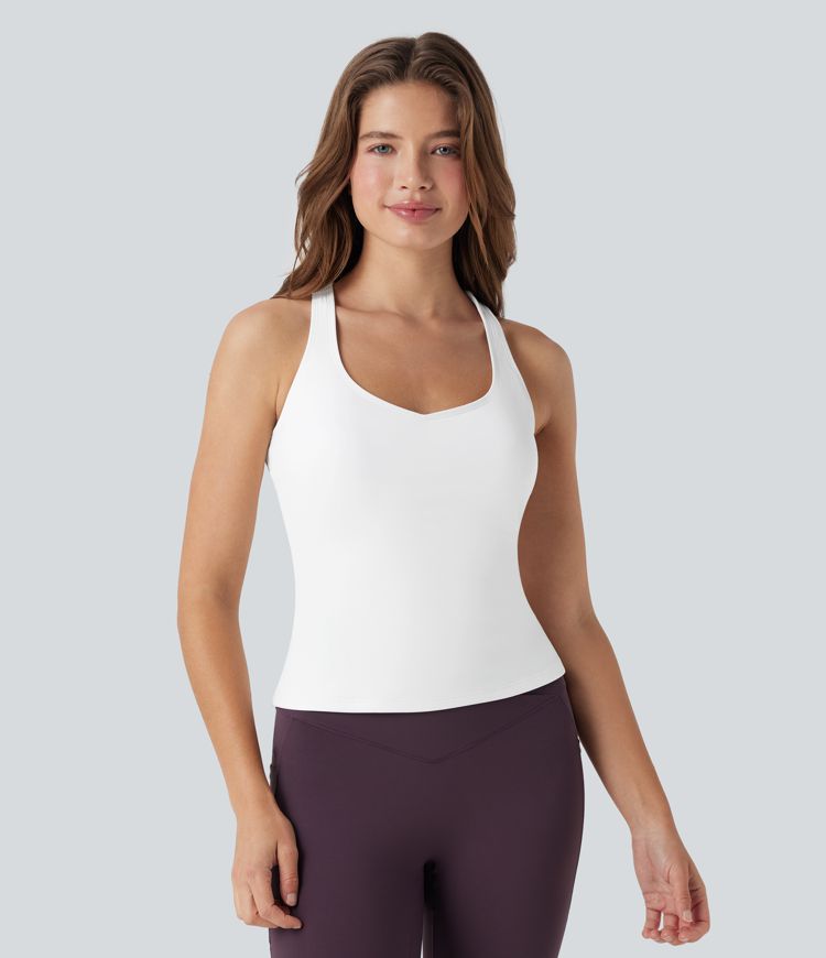 Blanco Camiseta de tirantes cruzada para running con espalda abierta / 2