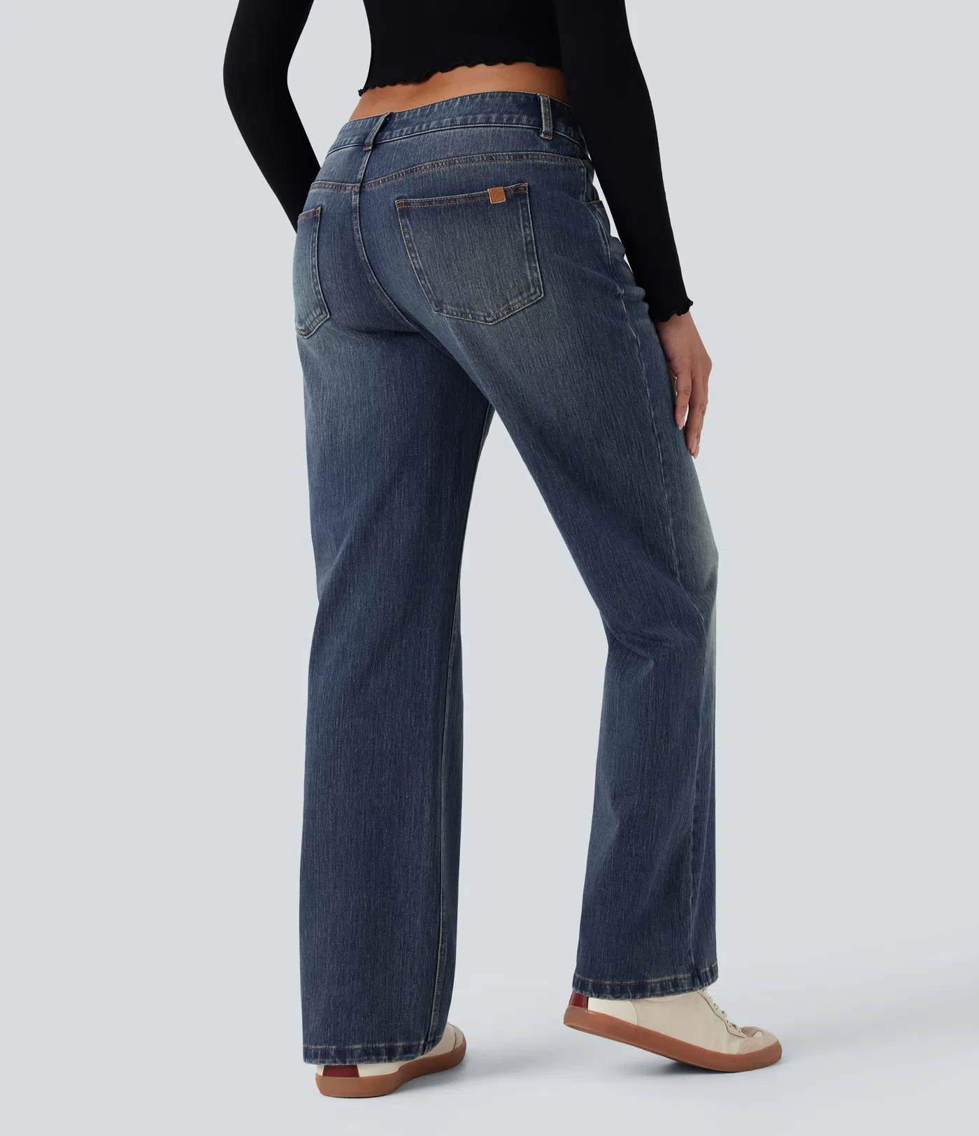 Halara Flex™ Asymmetric Low Rise Straight Leg Casual Jeans with Pockets
