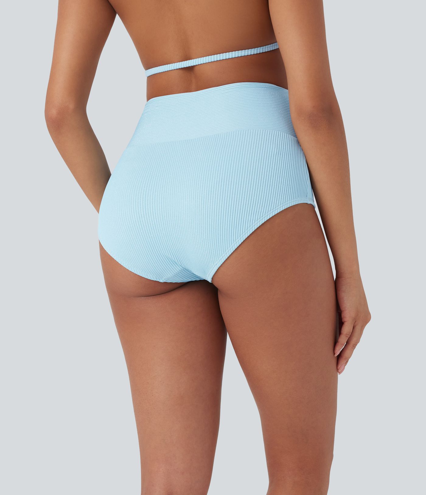 Ribbed Low Rise Crossover Bikini Bottom Swimsuit