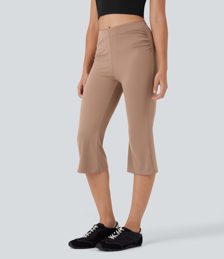 Pantalon travail capri évasé taille mid-rise