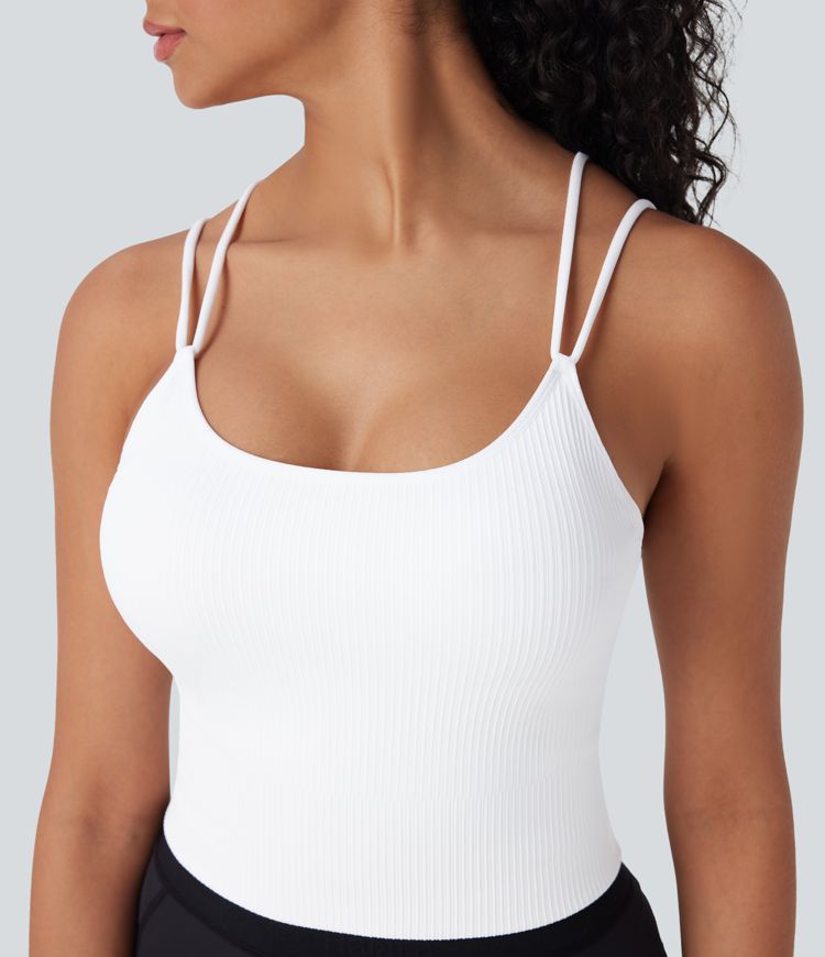 Top corto de running Seamless Flow sin costuras con tirantes dobles y espalda en V en copas D-F