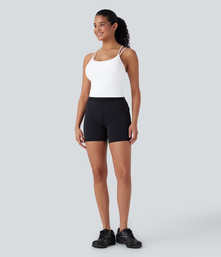 Top corto de running Seamless Flow sin costuras con tirantes dobles y espalda en V en copas D-F