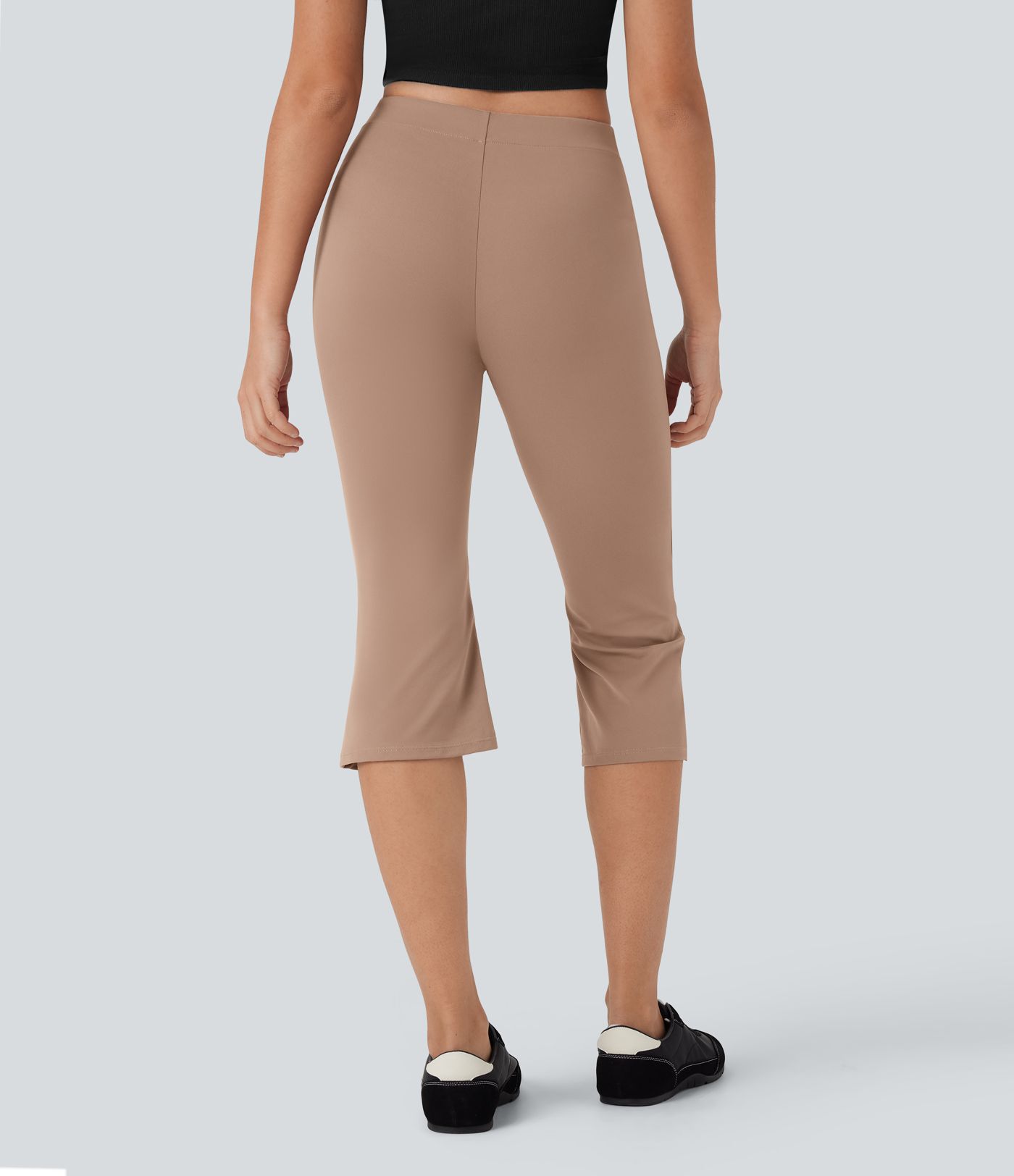 Mid Rise Capri Flare Work Pants