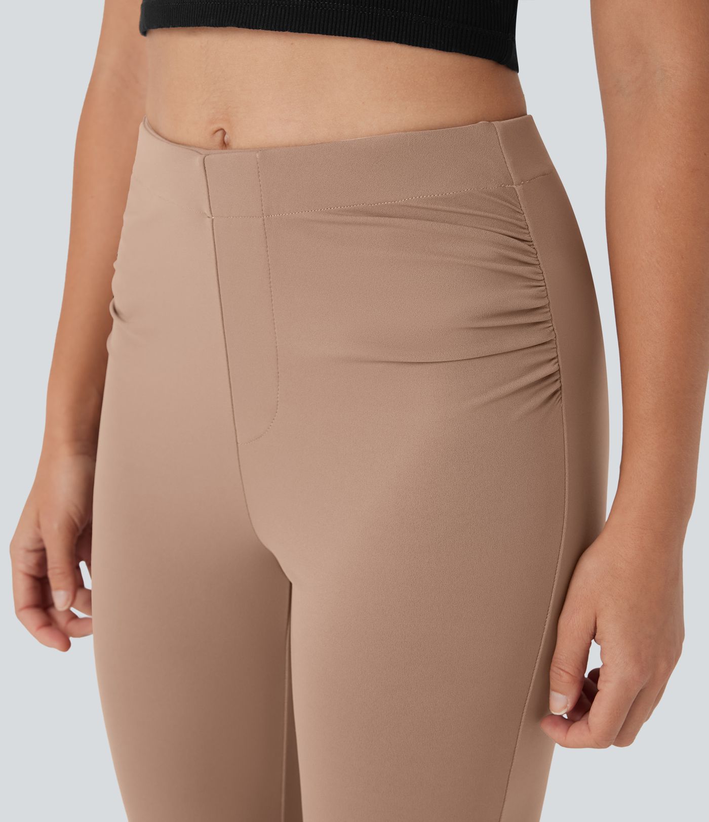 Mid Rise Capri Flare Work Pants