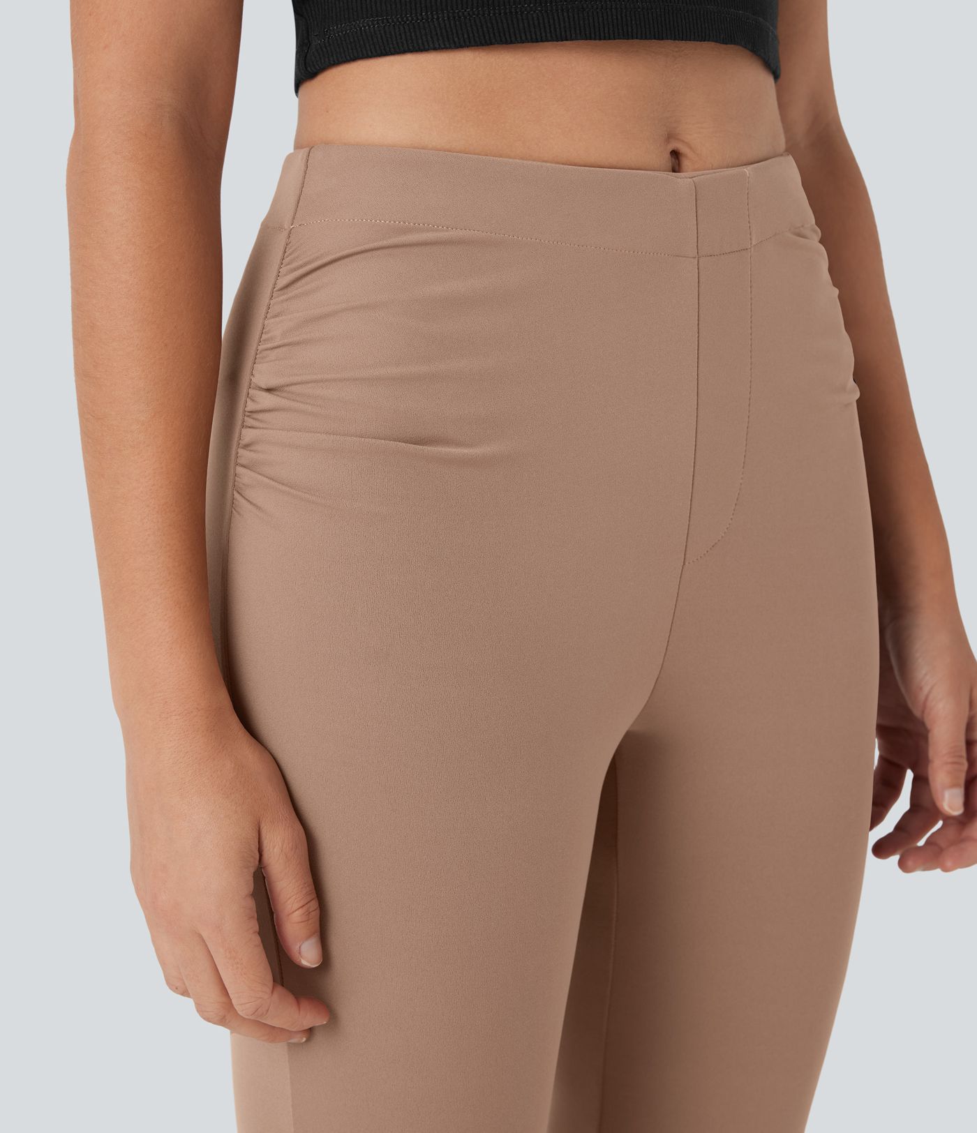 Mid Rise Capri Flare Work Pants