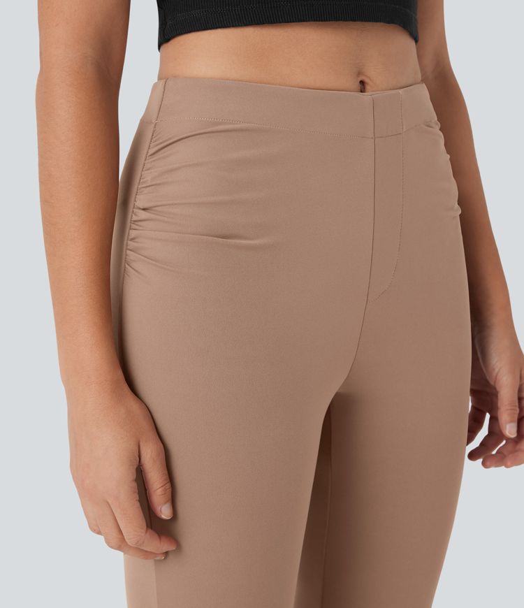 Pantalon travail capri évasé taille mid-rise