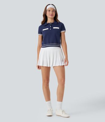 Polo Kurzarm Casual Strickoberteil mit Knopfleiste