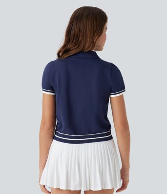 Polo Kurzarm Casual Strickoberteil mit Knopfleiste