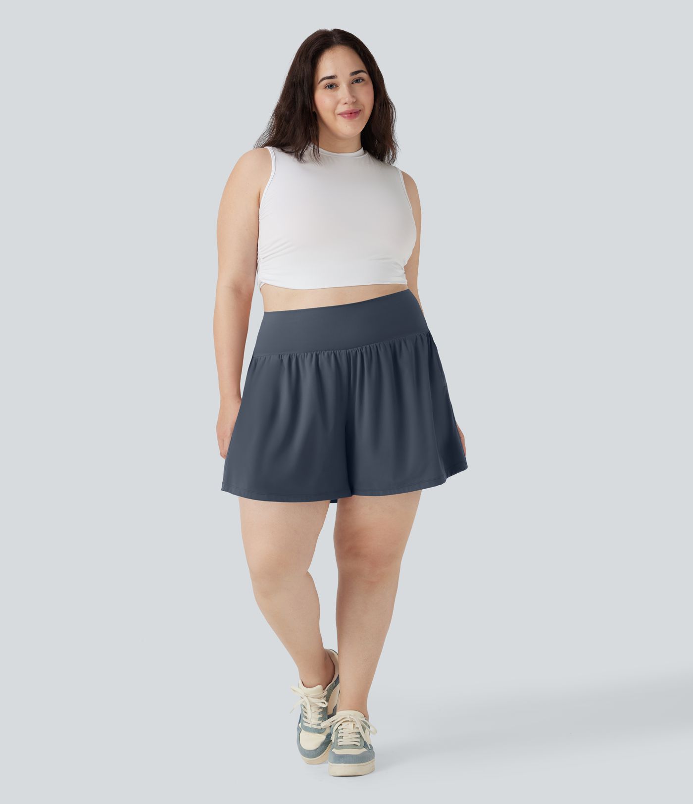 Softlyzero™ Airy Super High Waisted 2-in-1  Yoga Plus Size Shorts 7" with Pockets
