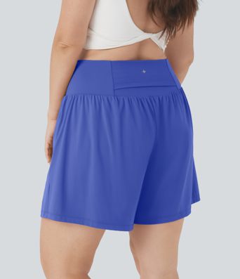 Softlyzero™ Airy Super High Waisted 2-in-1 Yoga Plus Size Shorts 7" with Pockets Softlyzero™ Airy Super High Waisted 2-in-1 Yoga Plus Size Shorts 7" with Pockets