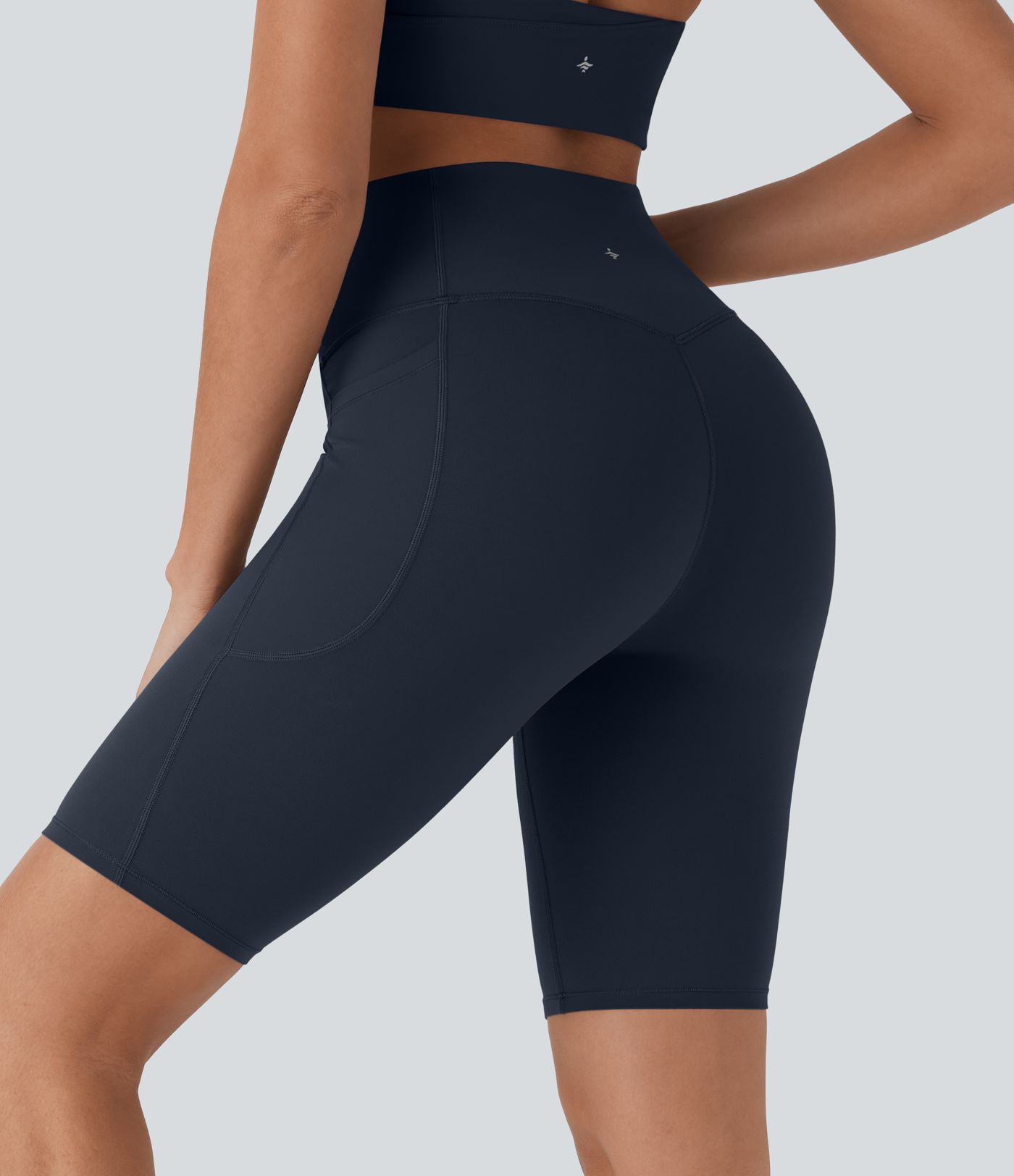 Halara UltraSculpt™ High Waisted Tummy Control Shaping Women Gym Running Biker Shorts 9'' with Pockets