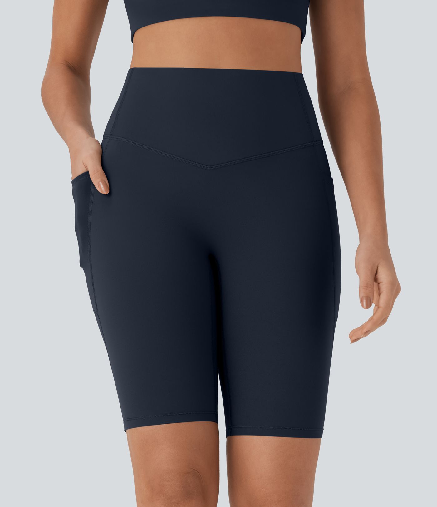 Halara UltraSculpt™ High Waisted Tummy Control Shaping Women Gym Running Biker Shorts 9'' with Pockets