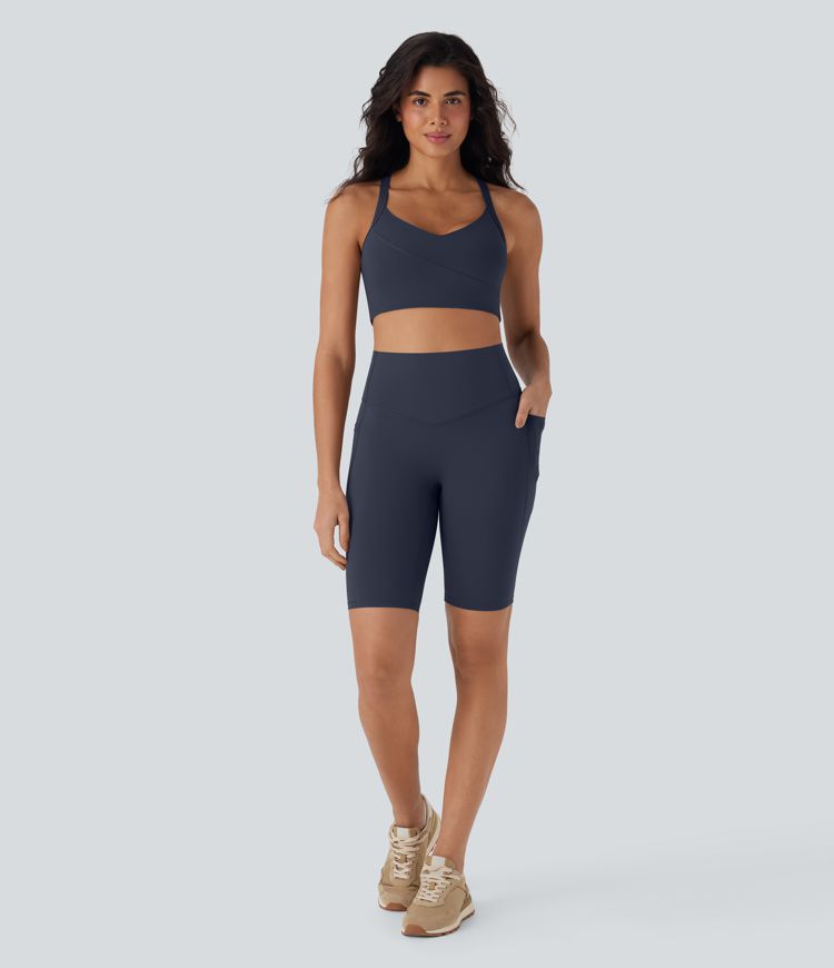 Halara UltraSculpt™ High Waisted Tummy Control Pocket Shaping Training Biker Shorts 9''