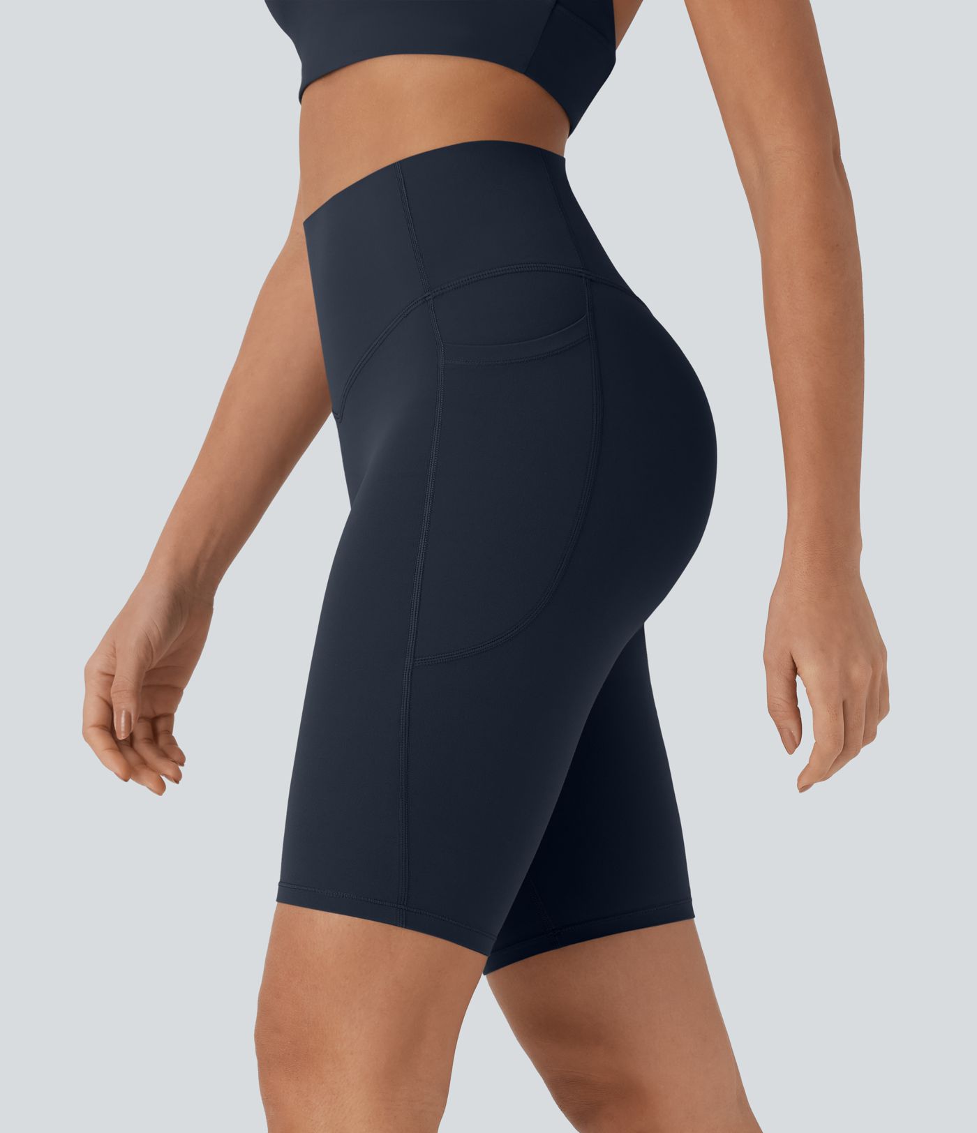 Halara UltraSculpt™ High Waisted Tummy Control Shaping Women Gym Running Biker Shorts 9'' with Pockets