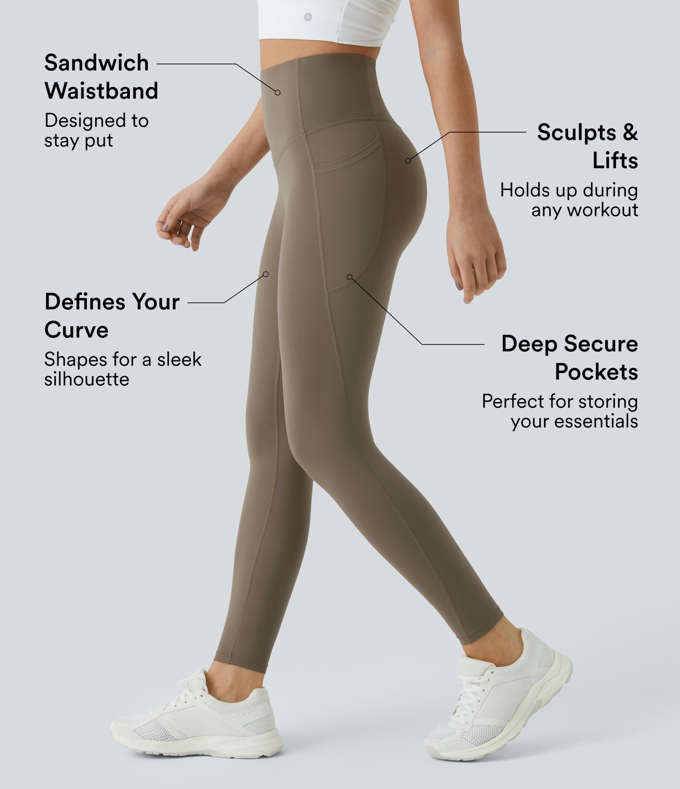 SoCinched High Waisted Tummy Control Side Pocket Shaping Training UltraSculpt Leggings