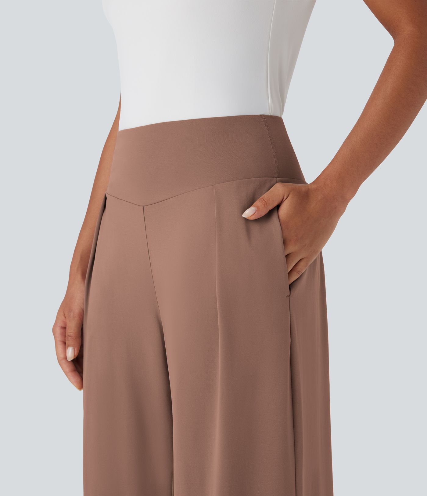 High Waisted Wide Leg Casual Pants with Pockets