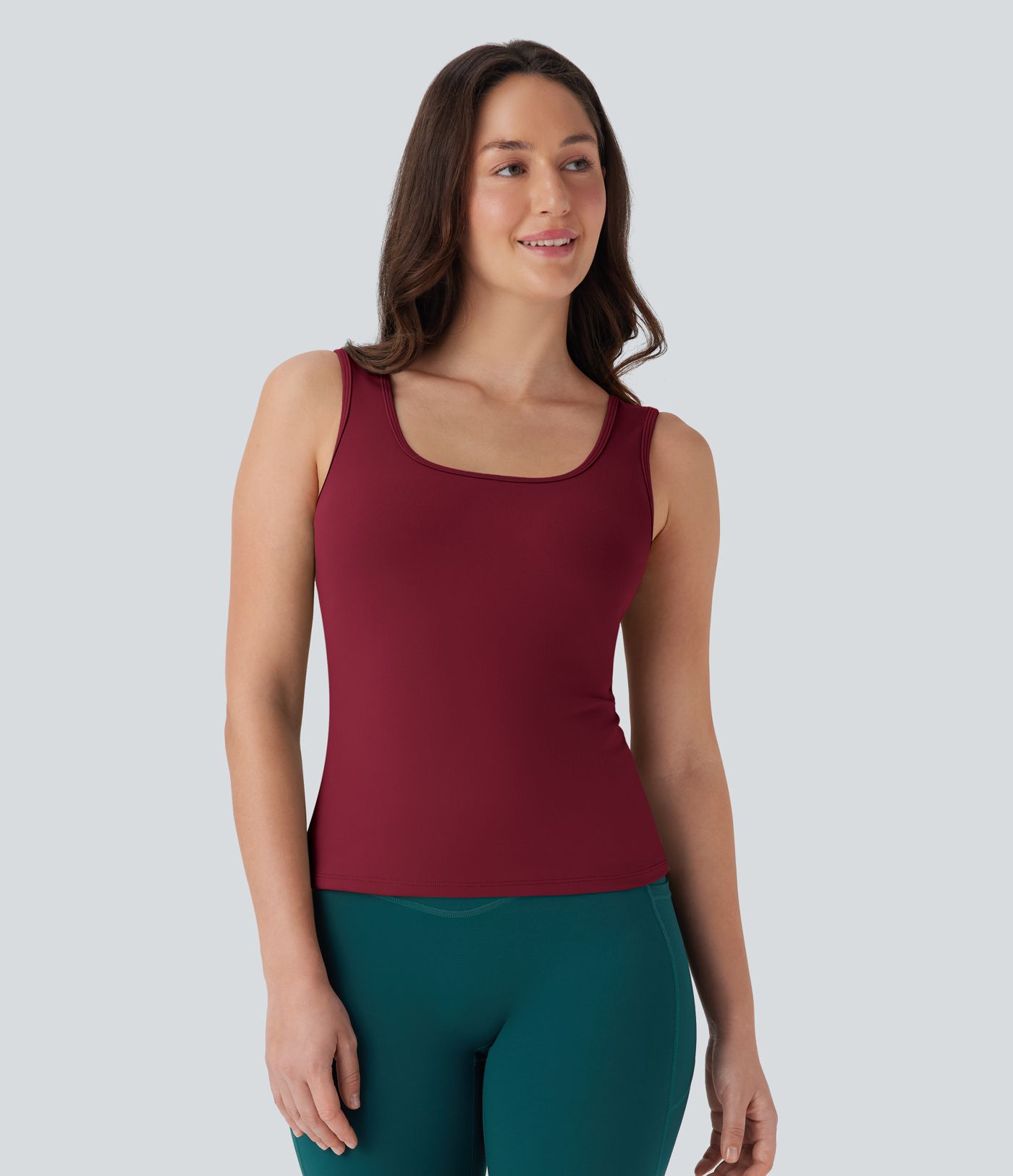 U Neck Crossover Yoga Tank Top-Longer Length