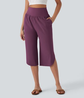 Pantalon corsaire gainant taille haute à ourlet asymétrique et séchage rapide avec poches Breezeful™