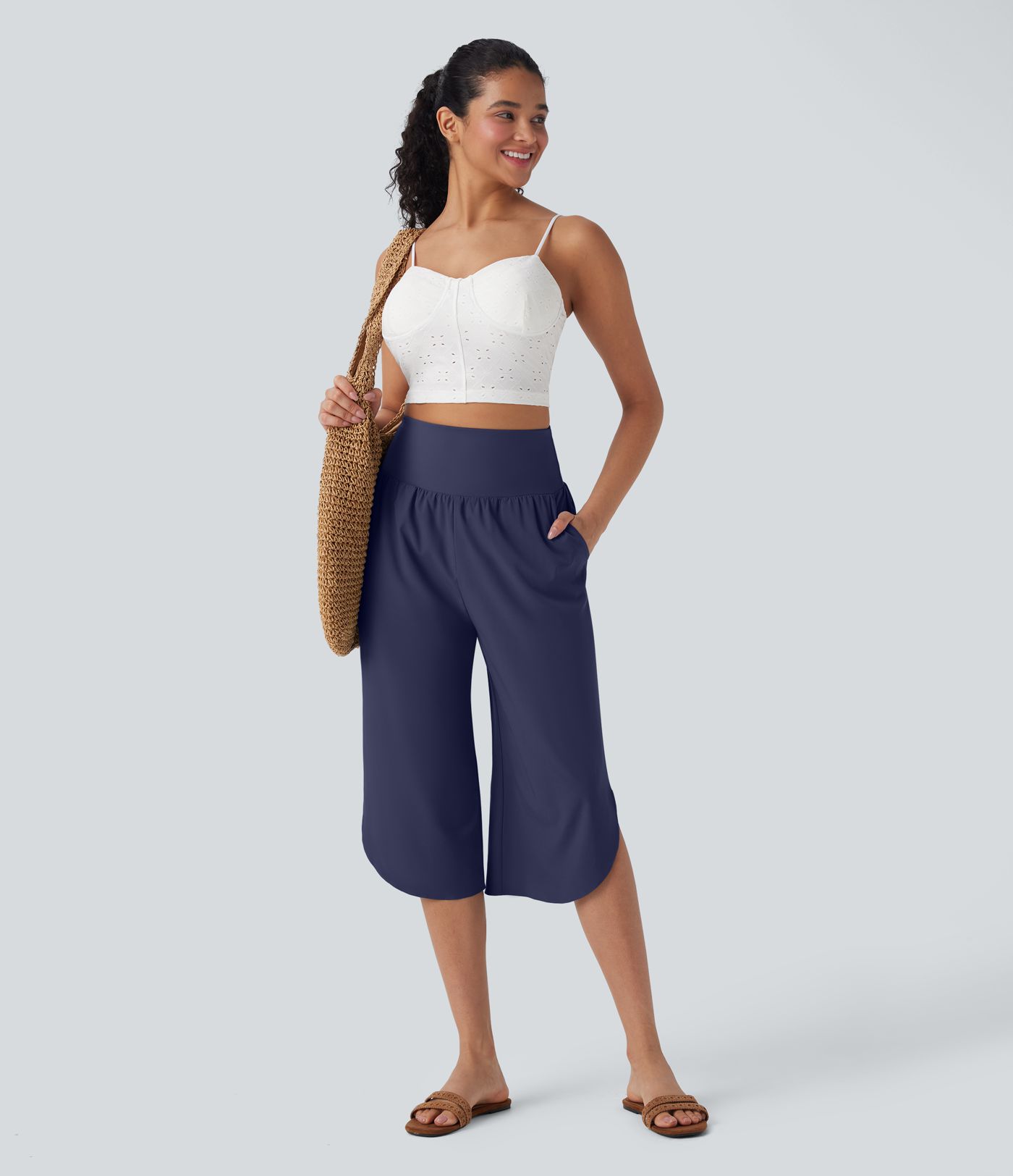 Breezeful™ - Capri-Hose mit hohem Bund, Seitentaschen und Bauchkontrolle - schnelltrocknend