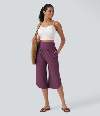 Pantalon corsaire gainant taille haute à ourlet asymétrique et séchage rapide avec poches Breezeful™