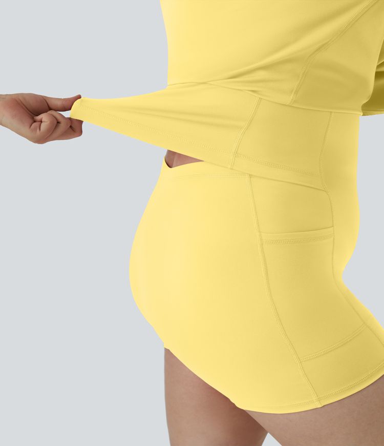 Everyday Softlyzero™ Plush Backless 2-in-1 Flare Workout Plus Size Dress-Wannabe-Easy Peezy