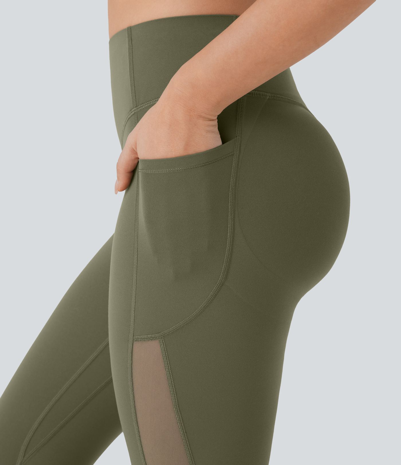 Halara UltraSculpt™ - Workout-Leggings mit hohem Bund, Tasche, Bauchkontrolle und Kontrast-Mesh - Po-Lifting