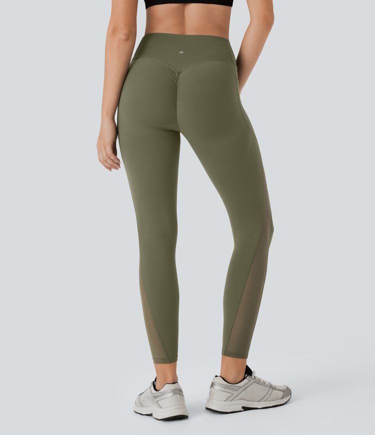 Halara UltraSculpt™ SoCinched High Waisted Butt Lifting Tummy Control Side Pocket Contrast Mesh Workout Leggings