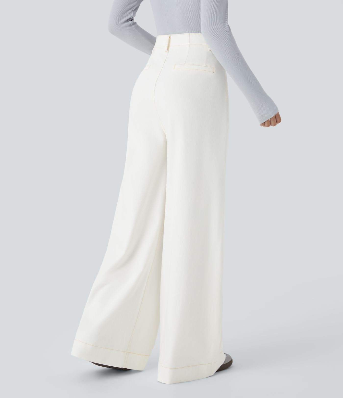 Halara Flex™ High Waisted Pockets Washed Casual Wide Leg Jeans